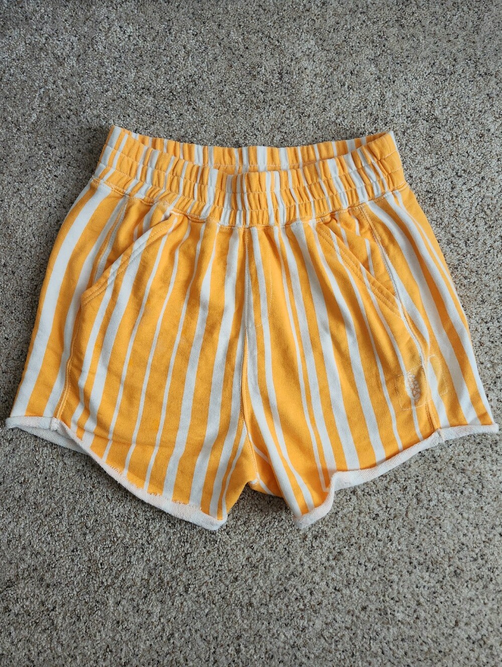 FP Movement by Free People Orange and White Striped High-Waist Shorts